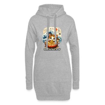 Kawaii Neko Ramen Chat Nouilles Anime - Sweat-shirt à capuche long Femme - gris chiné - Devant