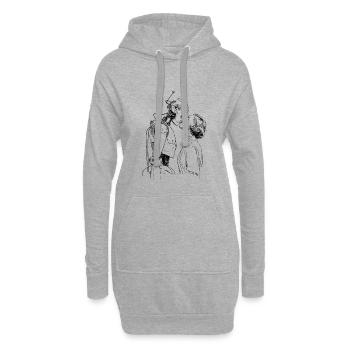 Amour cybernétique - Sweat-shirt à capuche long Femme - gris chiné - Devant