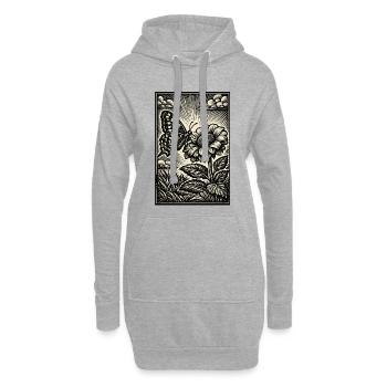 Schmetterling & Blume – Vintage Holzschnitt  - Hoodie-Kleid - Grau meliert - Vorne