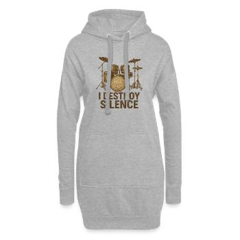 I Destroy Silence – Geschenk für Schlagzeuger - Hoodie-Kleid - Grau meliert - Vorne