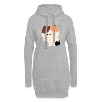 Müde Tortiie-Katze - Hoodie-Kleid - Grau meliert - Vorne