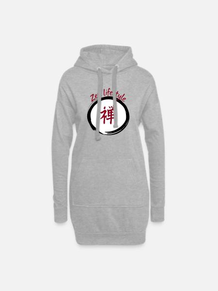 Lebensweise Zen-Kanji-Rundschreiben - Hoodie-Kleid - Grau meliert