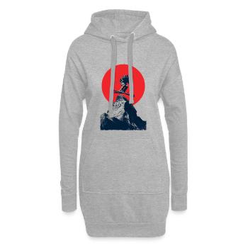 Skisprung über Felsgipfel - Hoodie-Kleid - Grau meliert - Vorne