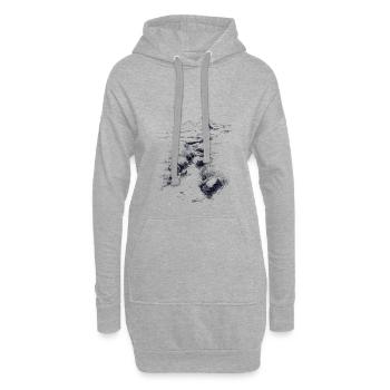 Nachtlandschaft am Bergsee - Hoodie-Kleid - Grau meliert - Vorne