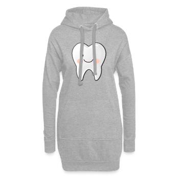 Fröhliches Zahn Cartoon Motiv - Hoodie-Kleid - Grau meliert - Vorne