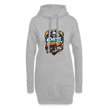 Schachlegende mit Krone - Hoodie-Kleid - Grau meliert - Vorne