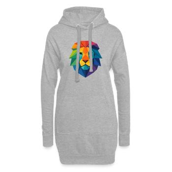 Farbenfroher Wild Poly Low Lion – Art Pop Farben - Hoodie-Kleid - Grau meliert - Vorne