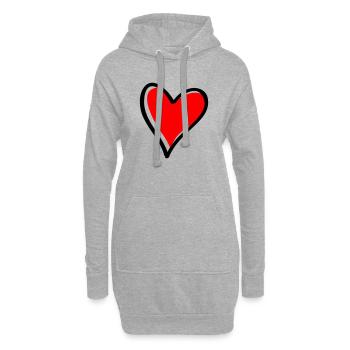 Icône Minimale Cœur Rouge - Sweat-shirt à capuche long Femme - gris chiné - Devant