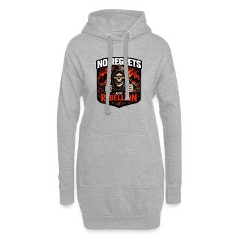 No Regrets Just Rebellion – Grim Reaper Skull - Hoodie-Kleid - Grau meliert - Vorne