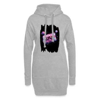 Cosmic Mix Tape Retro 80er Weltraumkassette - Hoodie-Kleid - Grau meliert - Vorne