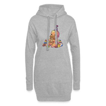 Fête de câlins pour bébé - Sweat-shirt à capuche long Femme - gris chiné - Devant