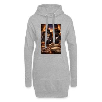 Elegante Tier-Gangster im Casino - Hoodie-Kleid - Grau meliert - Vorne