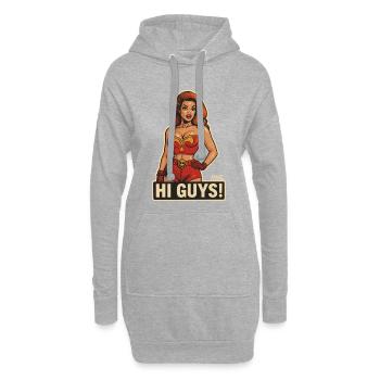 Salut les gars, héroïne rétro - Sweat-shirt à capuche long Femme - gris chiné - Devant