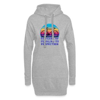 50 Jahre Pedalfahren mit dem Retro Sunset Rennrad - Hoodie-Kleid - Grau meliert - Vorne