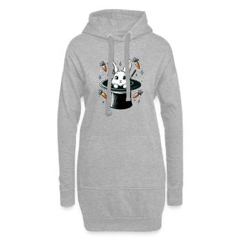 Magischer Hase aus dem Zauberhut - Hoodie-Kleid - Grau meliert - Vorne