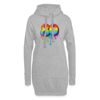 80 Rainbow Retro Number - Hoodie Dress - heather grey - Front