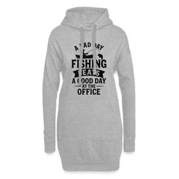 Angler Spruch: Lieber am Wasser als im Büro - Hoodie-Kleid - Grau meliert - Vorne