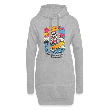 Skeleton Surfer – Créez de beaux souvenirs - Sweat-shirt à capuche long Femme - gris chiné - Devant