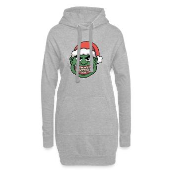 Grüner Santa Braces Grinser - Hoodie-Kleid - Grau meliert - Vorne