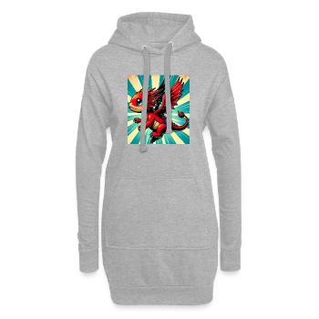 Drache - Hoodie-Kleid - Grau meliert - Vorne