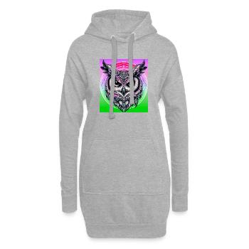 Eule - Hoodie-Kleid - Grau meliert - Vorne
