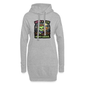 Zombie mit Stück Pizza im Friedhof - Hoodie-Kleid - Grau meliert - Vorne