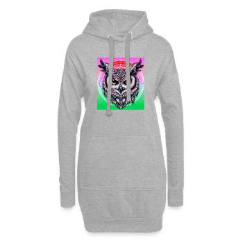 Eule - Hoodie-Kleid - Grau meliert - Vorne