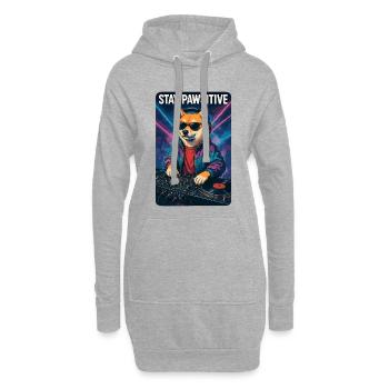 Shiba Inu DJ Stay Pawsitive Streetwear Club - Hoodie-Kleid - Grau meliert - Vorne