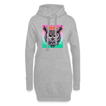 Eule - Hoodie-Kleid - Grau meliert - Vorne