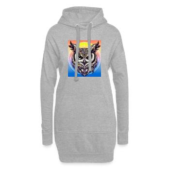 hibou - Sweat-shirt à capuche long Femme - gris chiné - Devant