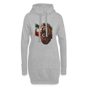 Lion rugissant et drapeau iranien - Sweat-shirt à capuche long Femme - gris chiné - Devant