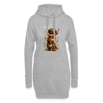 Bétail des Highlands avec whisky et cigare - Sweat-shirt à capuche long Femme - gris chiné - Devant
