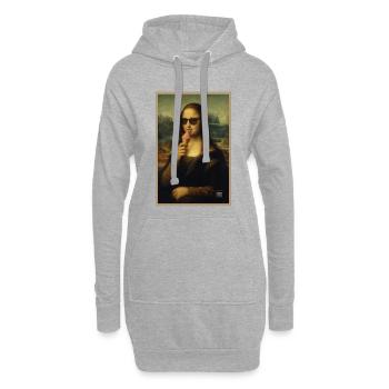 Mona Lisa leckt Eiscreme - Hoodie-Kleid - Grau meliert - Vorne