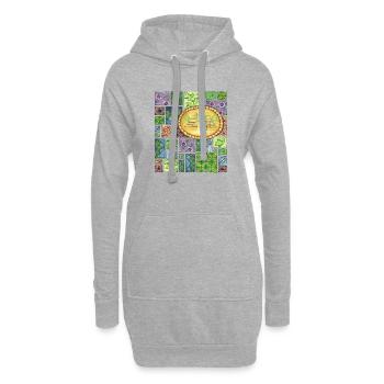 Bali temple on pattern patchwork - Hoodie-Kleid - Grau meliert - Vorne