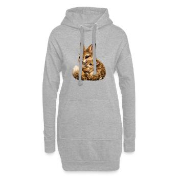 Hase umarmt Mutter und Junges - Hoodie-Kleid - Grau meliert - Vorne