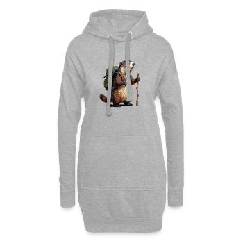 Murmeltierwanderer auf Wanderung - Hoodie-Kleid - Grau meliert - Vorne
