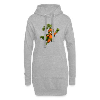Karotte Superheld Comic Motiv  - Hoodie-Kleid - Grau meliert - Vorne