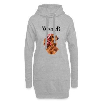 Bandana Hund mit Sonnenbrille, Dackel, Weener - Hoodie-Kleid - Grau meliert - Vorne