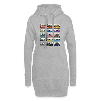 Collection de Cassettes Audio Rétro - Sweat-shirt à capuche long Femme - gris chiné - Devant