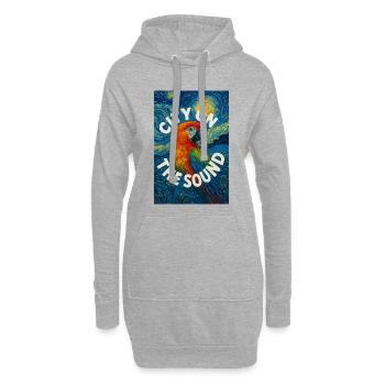 Vibrant_Macaw_Amidst_Swirling_Post-Impressionis - Sweat-shirt à capuche long Femme - gris chiné - Devant
