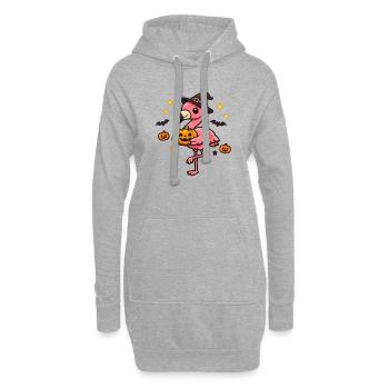 Sorcière Flamant Rose Citrouille - Sweat-shirt à capuche long Femme - gris chiné - Devant