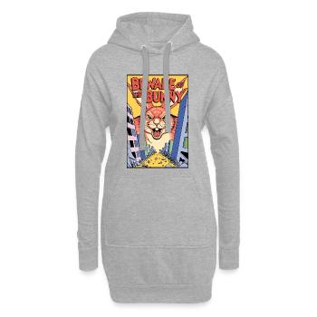 Warnung vor dem Bunny Comic - Hoodie-Kleid - Grau meliert - Vorne