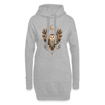 Chouette mystique sous la lune - Sweat-shirt à capuche long Femme - gris chiné - Devant
