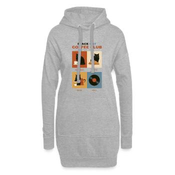 Black Cat Coffee Club Panels - Sweat-shirt à capuche long Femme - gris chiné - Devant