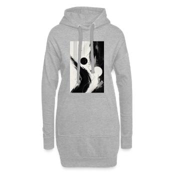 Black and white abstraction orbits - Hoodie Dress - heather grey - Front