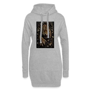Léopard en furie parmi les blocs - Sweat-shirt à capuche long Femme - gris chiné - Devant