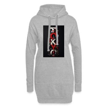 Tokyo Neon Identity Vertical - Sweat-shirt à capuche long Femme - gris chiné - Devant