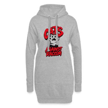 Chats contre le racisme – Katzen gegen Rassismus - Sweat-shirt à capuche long Femme - gris chiné - Devant