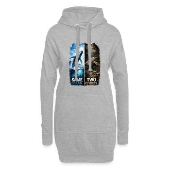 Même océan. Deux futurs. – Baleine à bosse - Sweat-shirt à capuche long Femme - gris chiné - Devant