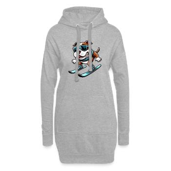 Dog Bulldog Snowboard Sports d’hiver débutant - Sweat-shirt à capuche long Femme - gris chiné - Devant